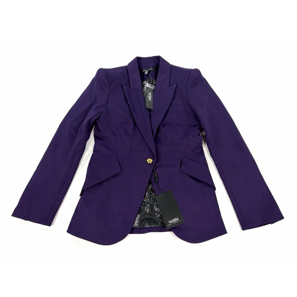 White House Black Market Luxe Stretch Editor Blazer Women's 00 XXS Purple NWT